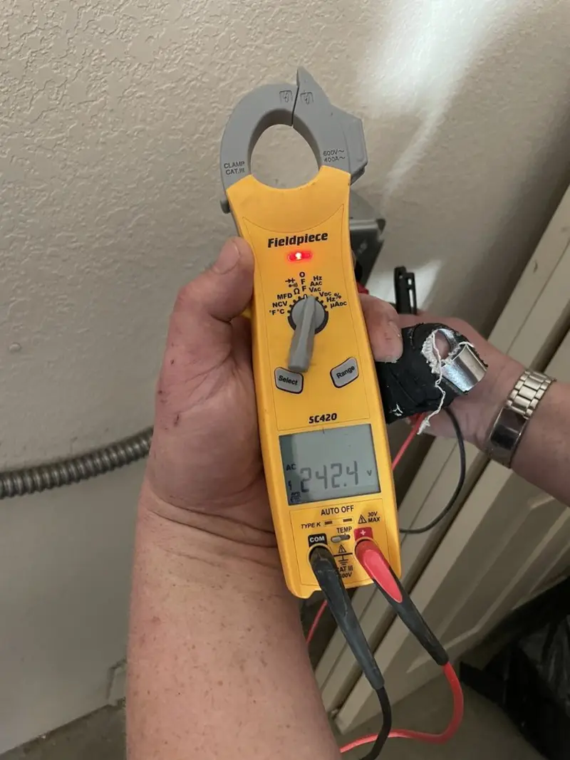 Voltage testing with clamp meter during Hot Tub / Pool Electrical Wiring in Lansdowne
